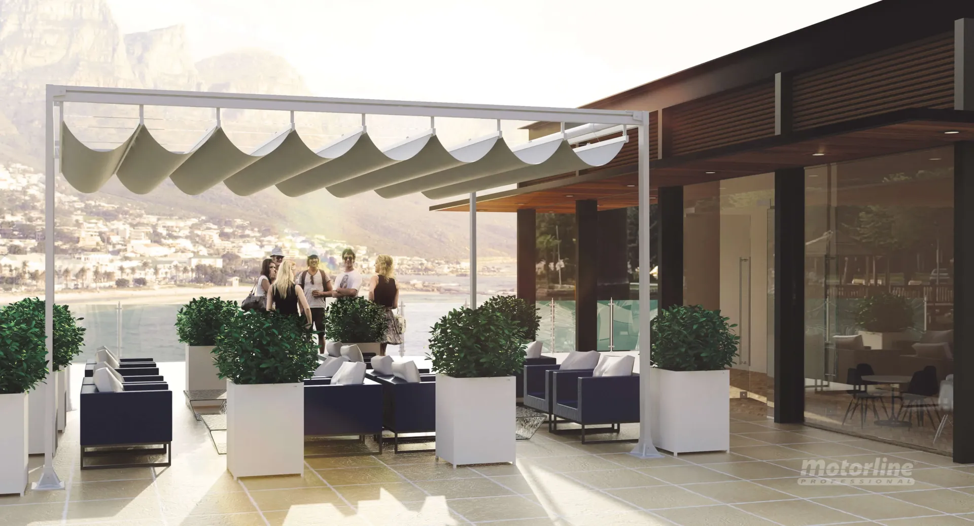 PÉRGOLA MOTORLINE: Pérgola Totalmente Aluminio Para Protección Solar